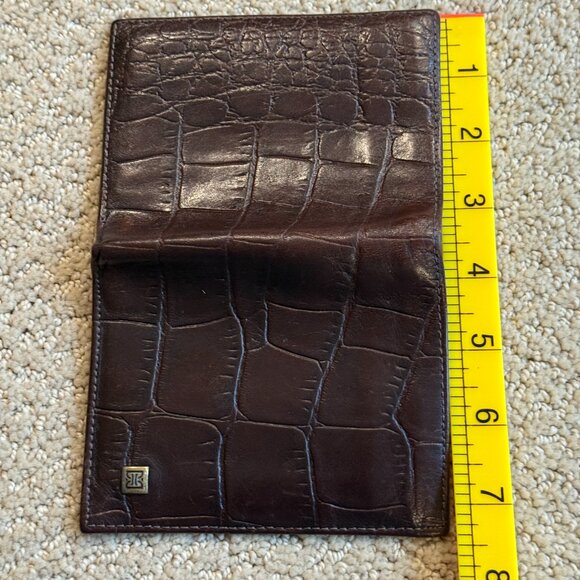 Dorsa Men's Leather Bifold Wallet Chocolate Brown Embossed Crocodile Alligator - Picture 8 of 13